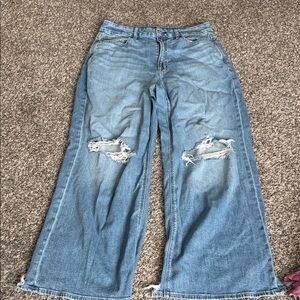 American Eagle Outfitters Light Blue Distressed Flare Jeans